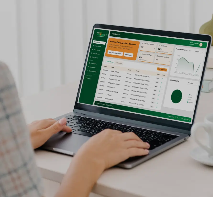 Professional reviewing analytics dashboard - automated outreach platform